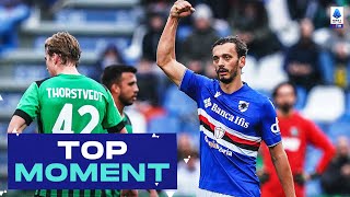 A Wonderful Overhead Kick By Gabbiadini  Top Moment  SassuoloSampdoria  Serie A 202223 [upl. by Tabbatha]