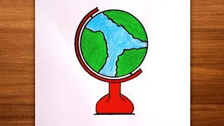 How to draw a Globe step by step  Globe drawing easy [upl. by Hoppe]