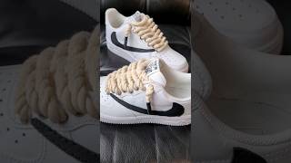 customized chunky rope laces Air Force 1 with sewn TS Swoosh  Travis Scott style custom sneakers [upl. by Karry]