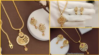 Latest Designer Pendant and Earrings Set with Chain  Gold Plated Pendant Set  Pendal and Earring [upl. by Ernesta]