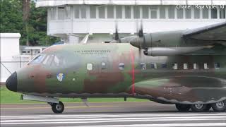 Pesawat CN235 TNI Angkatan Udara Take Off di Bandara Husein Sastranegara Bandung [upl. by Ahsiena]