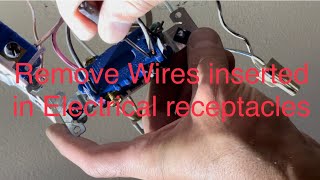 How to release wires From a push in connection On electrical wall outlets￼ Receptacle￼ [upl. by Surtemed]