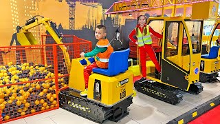 Kids challenge Sofia and Max play with Cars on a Construction Site [upl. by Kempe581]