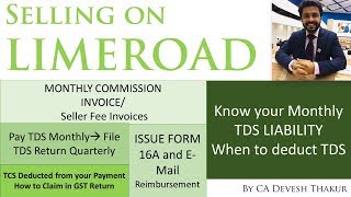 Selling on LIMEROADHow to download Commission InvoiceKnow your TDS LiabilityTCSCreditSalesReturn [upl. by Meris]