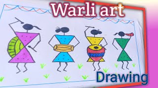 How to draw Warli art for beginners  Warli Art drawing for kids [upl. by Yerac]