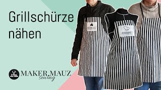 Schürze nähen für die nächste Grillparty   GRATIS Schnittmuster [upl. by Merrili]