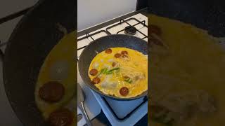 Cooking an Omelette with chorizo cheese and onion UK [upl. by Daffie]