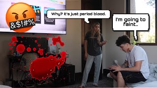 PERIOD PRANK ON MY BOYFRIEND HE FAINTED [upl. by O'Doneven349]