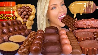 ASMR CHOCOLATE DESSERT MUKBANG Klondike Salted Caramel Ice Cream Milk Duds Candy Aero Chocolate 먹방 [upl. by Elleval608]