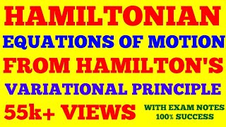 HAMILTONIAN EQUATIONS FROM HAMILTON VARIATIONAL PRINCIPLE  WITH EXAM NOTES [upl. by Richer770]