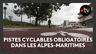 Les pistes cyclables obligatoires dans cette commune des AlpesMaritimes [upl. by Akirderf249]