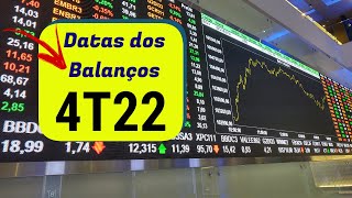 CALENDÁRIO 4T22 RESULTADOS BALANÇOS B3  IBOVESPA  BOVESPA [upl. by Neih]