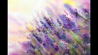 How to paint Lavender Flowers in Watercolors Tutorial Abstract [upl. by Echikson422]