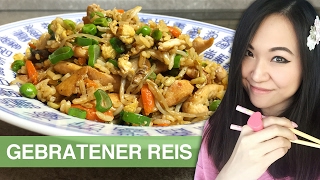 REZEPT gebratener Reis mit Hühnchen  chinesisch kochen [upl. by Steven]