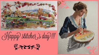 Heritage Crafts Annabel Bucilla Autumn Farm and what do I do for stitcher’s day 🙂 [upl. by Kcyrred]