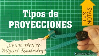 TIPOS de PROYECCIONES CILÍNDRICAS y CÓNICAS resumen en Geometría descriptiva Dibujo técnico [upl. by Schild]