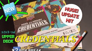 GREAT LATE UPDATE 🚨 HUGE ROOKIE AUTO HIT 🚨 202324 UPPER DECK CREDENTIALS HOCKEY 2x HOBBY BOX BREAK [upl. by Hazeghi671]