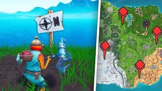 Visiter les Points au Nord Sud Est Ouest de lîle  Fortnite Saison 8 Défi [upl. by Foulk]