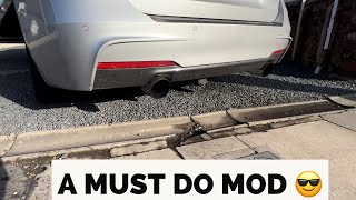 BMW 330d f31 custom exhaust and down pipewhat a transformation [upl. by Atnoled]