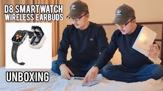 UNBOXING D8 PRO SMARTWATCH AND WIRELSS EARBUDS [upl. by Marceau]