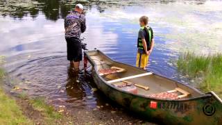 Powering a 12 9quot Square Stern Golden Hawk Canoe With a 4 Horse Motor [upl. by Leinoto262]