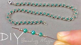 Simple Beaded Necklace Tutorial Easy Seed Bead Necklace [upl. by Nannie]