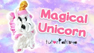 Magical Fluffy Unicorn Horse Animal Charm Rainbow Loom Tutorial  How To [upl. by Trella]