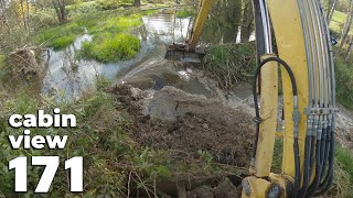 There Was A Small Lake  Beaver Dam Removal With Excavator No171  Cabin View [upl. by Kondon]