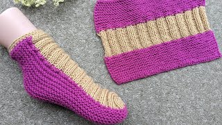 Knit Flat TwoColor Socks [upl. by Derward]