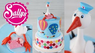 Storch Tortenfigur  3D Stork Cake Topper  Modellierschokolade  Sallys Welt [upl. by Jaenicke]