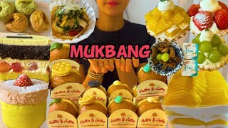 SUB 디저트 먹방 브이로그 크림 도넛 홀리앤졸리 망고케이크 수크라미 타르트 스타벅스 신메뉴 DESSERT MUKBANG VLOG CREAM DONUTS デザートモクバン [upl. by Coats127]