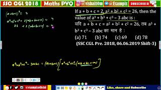 If a  b  c  2 a2  b2  c2  26 then the value of a3  b3  c3 – 3abc is [upl. by Cheadle872]