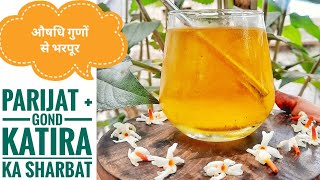 ParijatGond Ka Sharbat RecipeHarshringar Flower DrinkIndian Coral Jasmine Drink Recipe [upl. by Rawdin11]