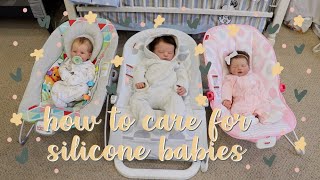 How to Care for Silicone Baby Dolls How to Bathe Powder Dress  More  Kelli Maple [upl. by Neyugn]