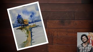 Easy painting with watercolour for beginners  watercolor painting [upl. by Eirellav]