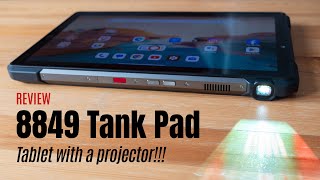 8849 Tank Pad review Rugged Tablet with a Projector [upl. by Icnan791]