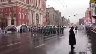 Heavy rain during the parade bands at the Military Music Festival quotSpasskaya Tower 2015quot in Moscow [upl. by Hazelton365]