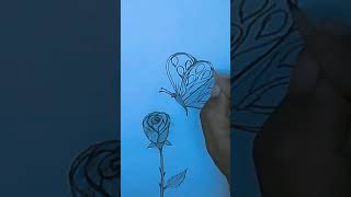 beautiful Titli banane ka aasan tarika 🦋 gulab ke phool per murder aati Hui Titli ki drawing 🥀🦋💯 [upl. by Adnauqahs]