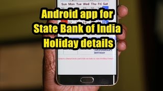 Android app for State Bank of India Holiday details [upl. by Redford]