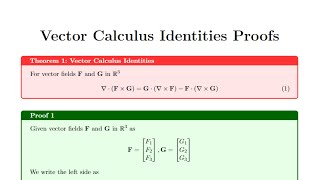 Vector Calculus Identities Proof of divFxG  GcurlF FcurlG  Calculus 34 [upl. by Oratnek]