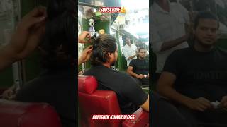 Trying Manbun 🔥 hairstyle manbun saloon ytshorts explore trending abhishek layerhaircut [upl. by Aman]