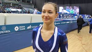 Natalia Moskvina UKR  2018 Trampoline Europeans interview after qualifications  in Russian [upl. by Shari128]