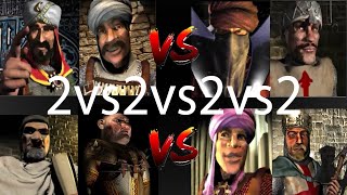 SALADIN SULTAN VS WAZIR SHERIFF VS FREDERICK PIG VS EMIR LIONHEART  Stronghold Crusader Ai Battle [upl. by Burnsed]