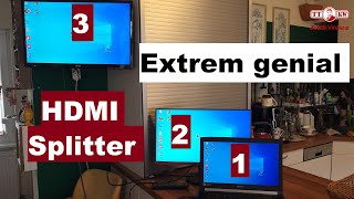 Mit diesem 4K HDMI Splitter ganz einfach 2 weitere Monitore an deinen Laptop anschließen [upl. by Nnylrefinnej]