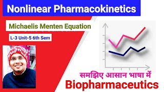 Michaelis Menten Equation  Non linearity Graph L4 Unit5 Biopharmaceutics 6th sem [upl. by Elleivap]