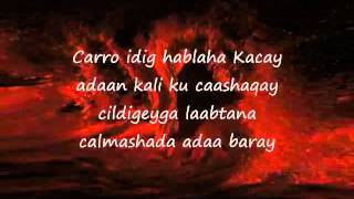 Somali Lyrics Song Calmasho CabdiWahab Booska YouTube [upl. by Edak380]