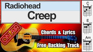 🎸 Creep  Radiohead  Cover  Free Backing Track  Chords and Lyrics [upl. by Rbma411]