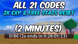 All 21  2x EXP And FREE STATS RESET  Codes In 2 Minutes  Blox Fruits [upl. by Mateusz]