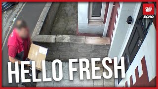 Delivery driver throws HelloFresh order at front door without knocking [upl. by Eltsyrhc]