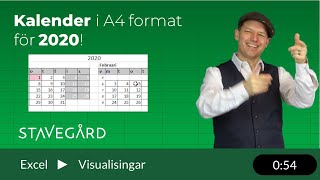 Årskalender för 2020 i Excel [upl. by Sihun]